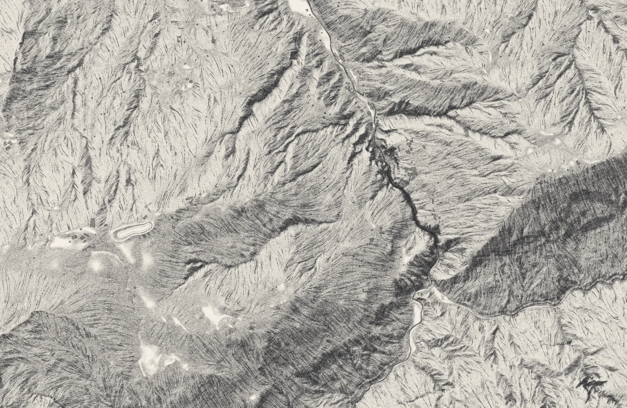 Relief der Partnachklamm als dunkler, gewundener Einschnitt